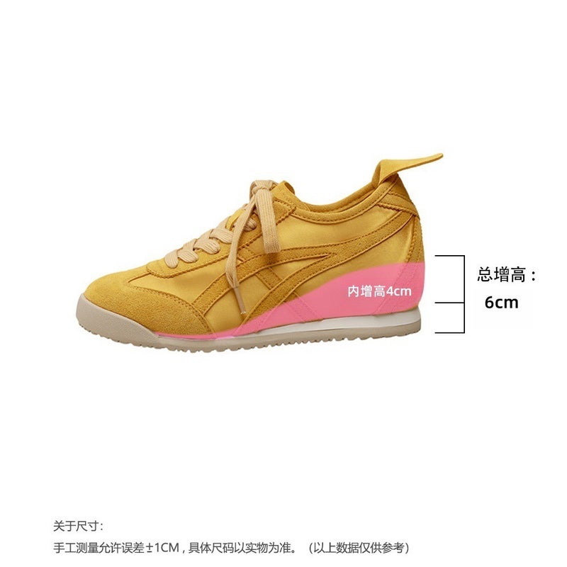 Z U L I N N A / Zu Lin Na Genuine Leather Retro Soft Sole 6cm Hidden Height Increase Yellow German Training Shoes Women 2026 New Style Casual Sneakers - Image 1