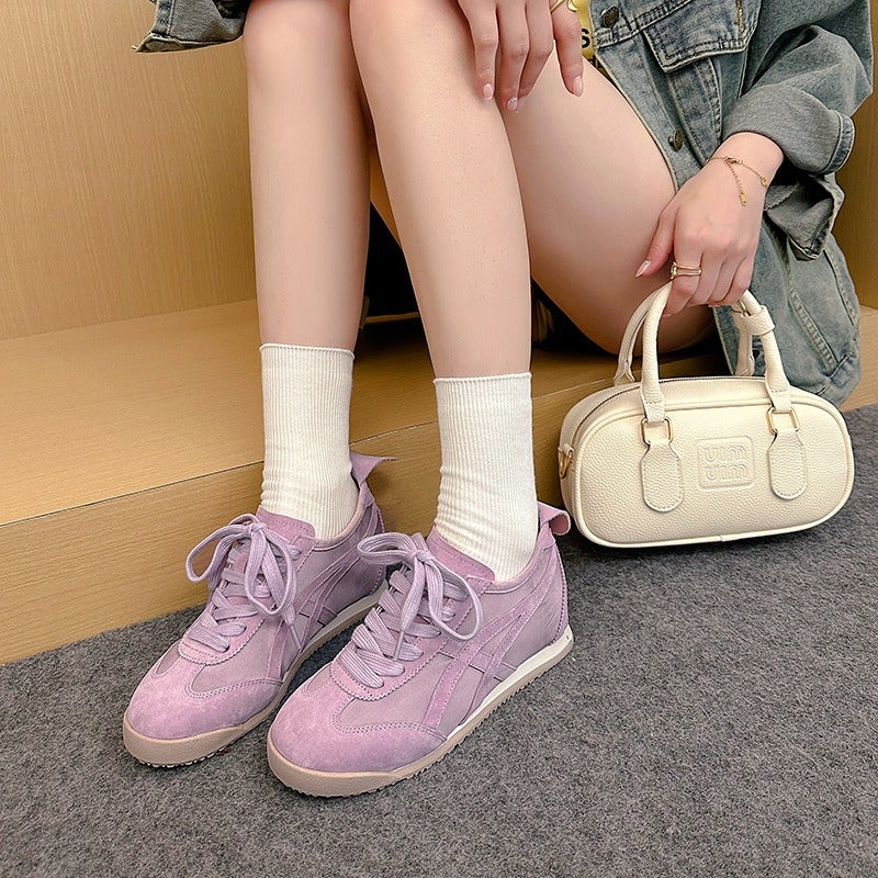 Z U L I N N A / Zu Lin Na Genuine Leather Retro Soft Sole 6cm Hidden Height Increase Yellow German Training Shoes Women 2026 New Style Casual Sneakers - Image 5