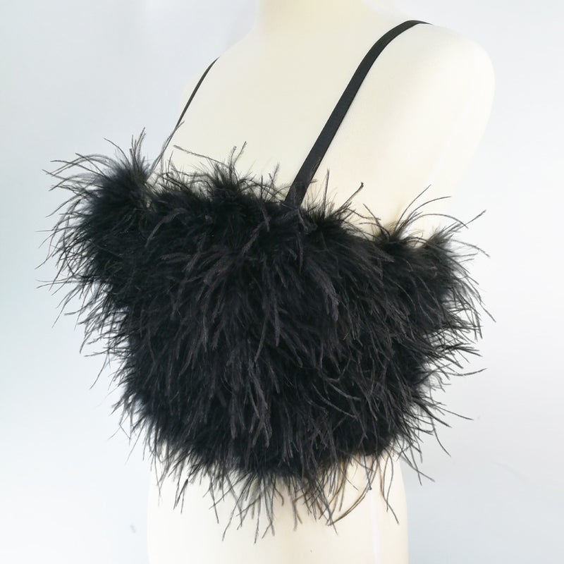 Korean Style Internet Celebrity Feather Tube Top With Colorful Ostrich Feathers And Fishbone Straps For Female Idol Stage Performance - Image 1