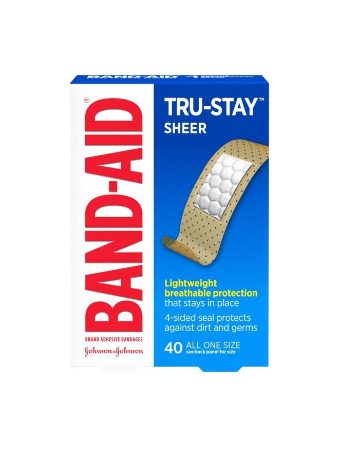 Band-Aid Brand Tru Stay Strips Adhesive Bandages For First Aid And Wound Care All One Ct 40 Count (Pack of 1) Sheer - Image 1