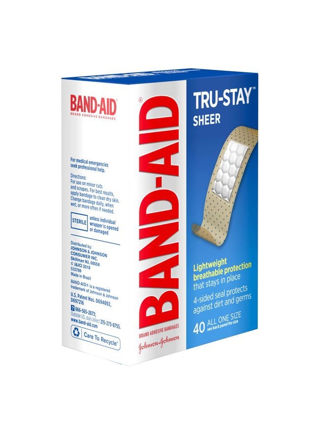 Band-Aid Brand Tru Stay Strips Adhesive Bandages For First Aid And Wound Care All One Ct 40 Count (Pack of 1) Sheer - Image 3