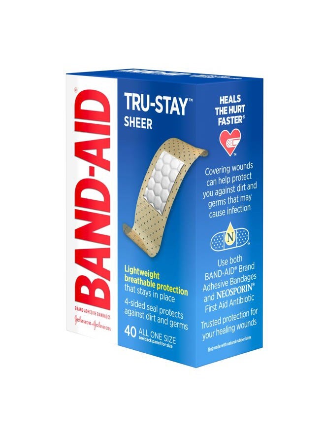 Band-Aid Brand Tru Stay Strips Adhesive Bandages For First Aid And Wound Care All One Ct 40 Count (Pack of 1) Sheer - Image 4