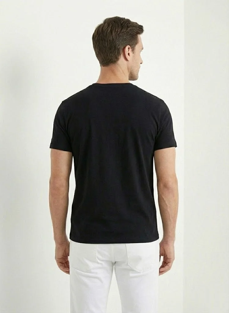 لعب البولو تيشيرت رجالي مطبوع - أسود