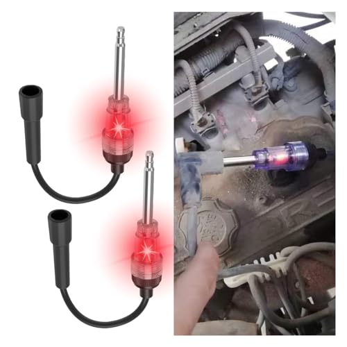 Inline Spark Plug Tester Straight Boot Ignition Coil Tester Light Car Small Engine Spark Tester Armature Diagnostic Detector Tool for Car Lawnmower Internal External Engine 2 PCS