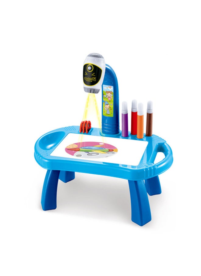 null - Children's Projection Drawing Table Early Education Learning Machine Drawing Board Color Pen Graffiti Projection Drawing Table Cross-border-Color:Blue - Image 1