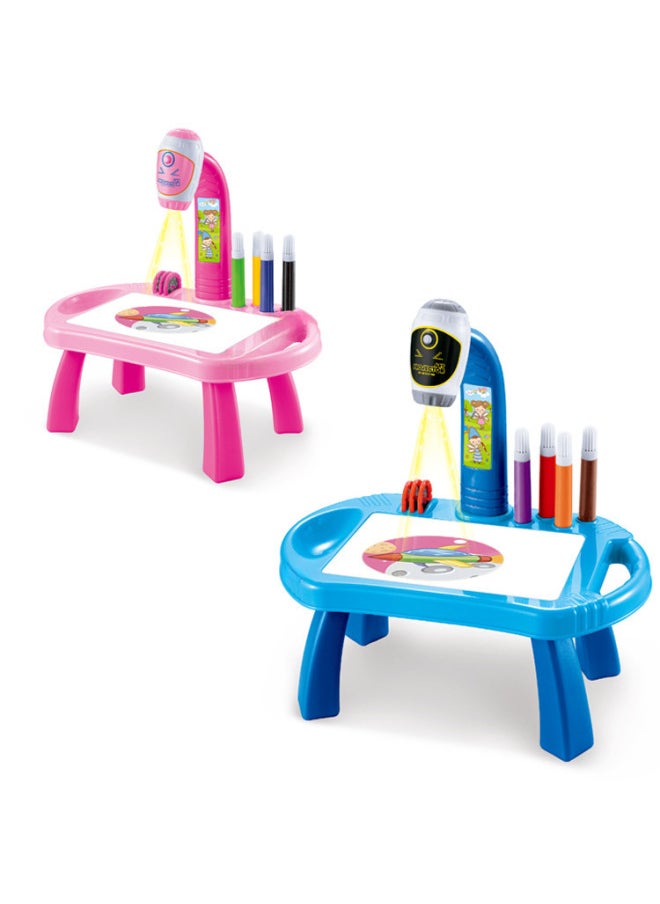 null - Children's Projection Drawing Table Early Education Learning Machine Drawing Board Color Pen Graffiti Projection Drawing Table Cross-border-Color:Blue - Image 1