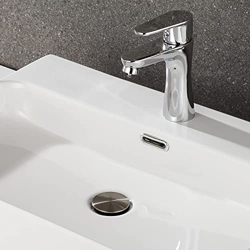 TIORIY Pop Up Bathroom Sink Drain - Bathroom Sink Stopper with Overflow for Faucet Vessel, Push Type Bathroom Sink Vanity Assembly with Strainer, Brushed Nickel - Image 5