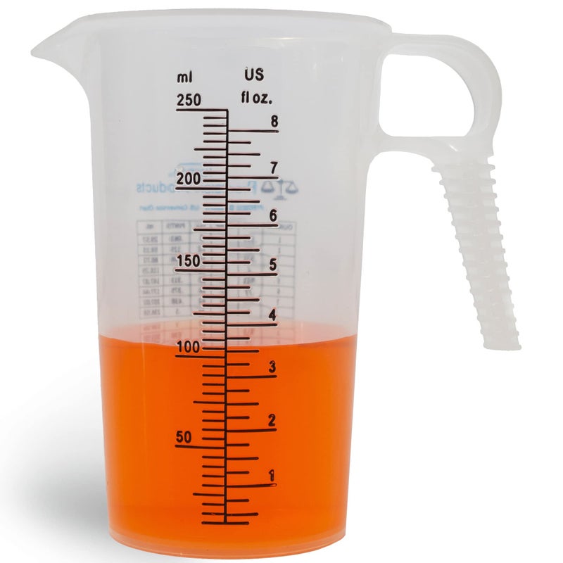 8oz 1 Cup Measure Pitcher with Convenient Conversion Chart Food Grade  Great for Cooking Home Hobbies Aquariums Pet Additives Medical and Lab Chemicals with High Chemical Resistance by Turnah