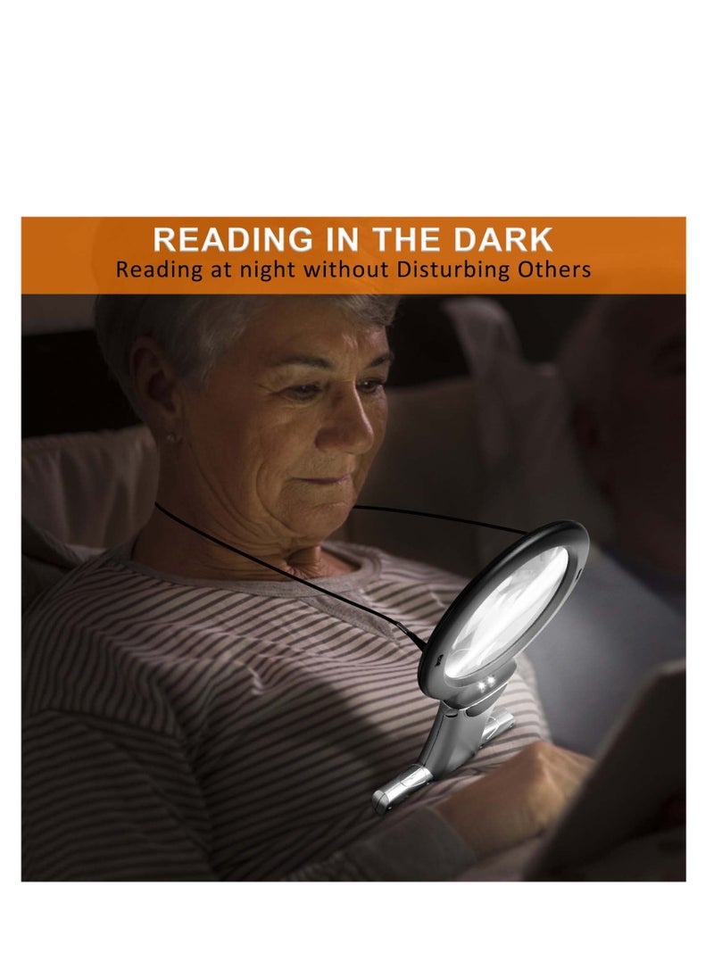 SYOSI - Magnifying Glass for Reading, Hands Free Chest Rest LED Magnifier with LED Light for Reading, Sewing, Cross Stitch and Close Work - Image 1