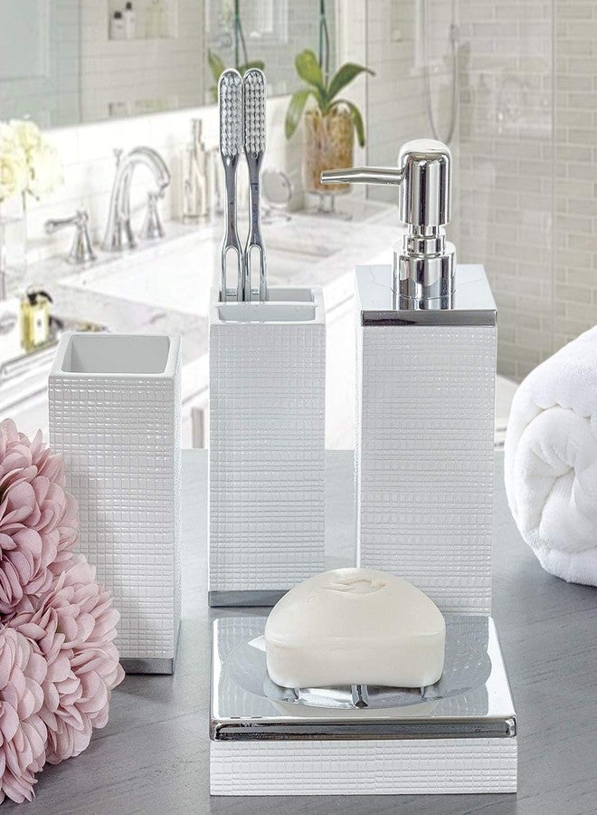 Creative Scents Estella White Liquid Soap Dispenser for Bathroom - Decorative Hand Lotion Dispenser with Strong Pump for Vanity Countertop, Holds 8 Oz. - Image 2