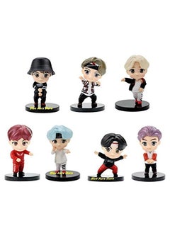 Blue Aura Blue Aura BTS BT21 Bangtan Boys Set of 7 Action Toy Figure Collectible Height - 7.8 CM Multi Color NOT for Kids (Dancing Set Standing)  - Image 1