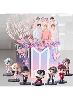 Blue Aura Blue Aura BTS BT21 Bangtan Boys Set of 7 Action Toy Figure Collectible Height - 7.8 CM Multi Color NOT for Kids (Dancing Set Standing)  - Image 3