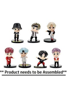 Blue Aura Blue Aura BTS BT21 Bangtan Boys Set of 7 Action Toy Figure Collectible Height - 7.8 CM Multi Color NOT for Kids (Dancing Set Standing)  - Image 2