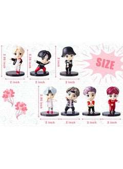 Blue Aura Blue Aura BTS BT21 Bangtan Boys Set of 7 Action Toy Figure Collectible Height - 7.8 CM Multi Color NOT for Kids (Dancing Set Standing)  - Image 5