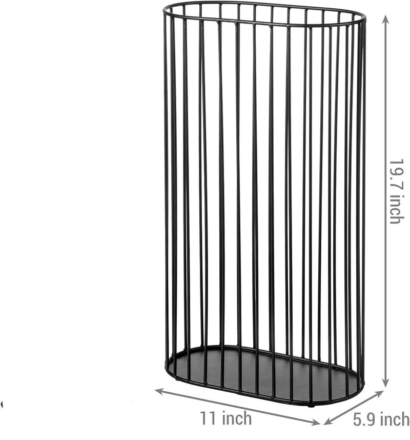 OGFC 52121 Classic Metal Oval shaped space saving broom stand/mop stand for Indian home/office and commercial spaces/Modern stylish broom holder - Black - Image 2