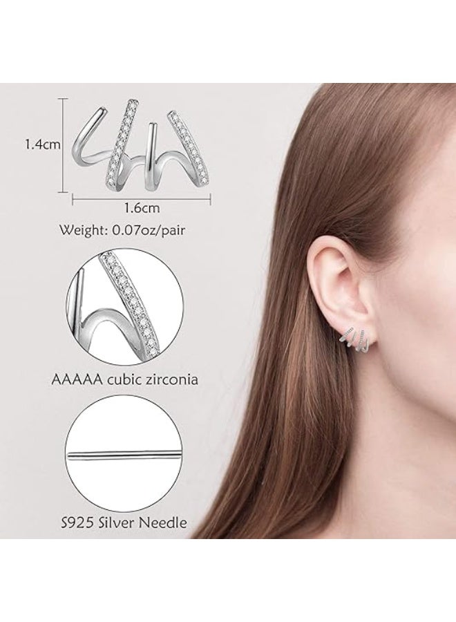 Claw Earring Cuff for Women,Zircon Needle Earrings Tiny Ear Cuffs Stud Earrings Minimalist Ear Wrap Piercing Earrings  - Image 5