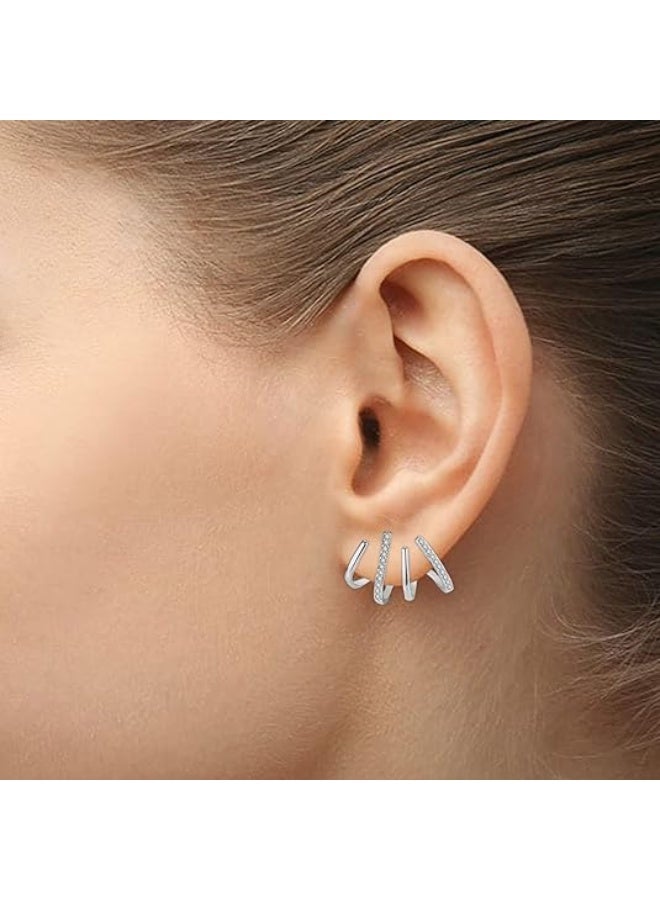 Claw Earring Cuff for Women,Zircon Needle Earrings Tiny Ear Cuffs Stud Earrings Minimalist Ear Wrap Piercing Earrings  - Image 4