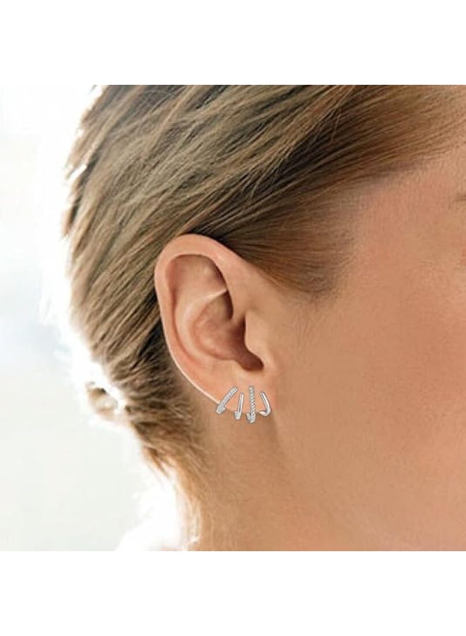 Claw Earring Cuff for Women,Zircon Needle Earrings Tiny Ear Cuffs Stud Earrings Minimalist Ear Wrap Piercing Earrings  - Image 2