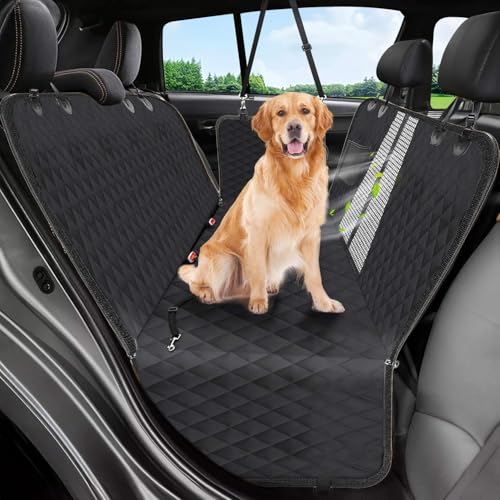 Victoper Dog Car Seat Cover, 600D Heavy Durable Dog Seat Cover for Back Seat, 100% Waterproof Scratch Proof Nonslip Dog Hammock for Car with Side Flap, Pet Back Seat Covers for Car with Seatbelt Black - Image 1