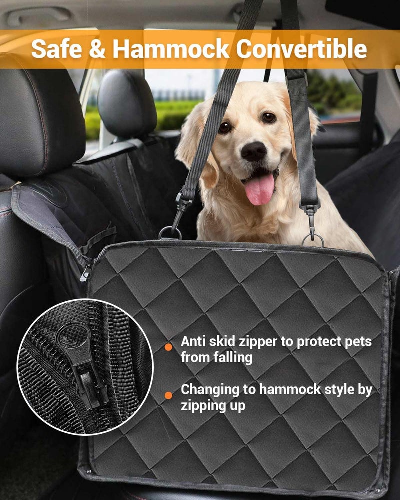 Victoper Dog Car Seat Cover, 600D Heavy Durable Dog Seat Cover for Back Seat, 100% Waterproof Scratch Proof Nonslip Dog Hammock for Car with Side Flap, Pet Back Seat Covers for Car with Seatbelt Black - Image 4