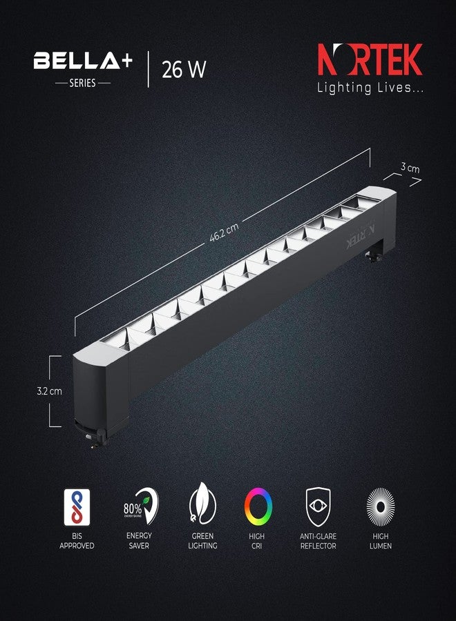 Nortek Bella+ 26W Track Light | LED Spot Light for Ceiling, Focus Lights for Wall & False Ceiling | Adjustable Track Lights for Home, Showroom | Modern Spotlight Design – Cool White, 1 - Image 3