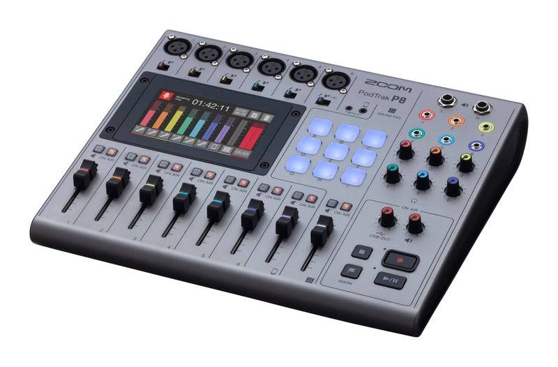 Zoom PodTrak P8 Podcast Recorder, 6 Microphone Inputs, 6 Headphone Outputs, Phone Input, Sound Pads, Onboard Editing, Record to SD card, USB Audio Interface, Battery Powered - Image 4