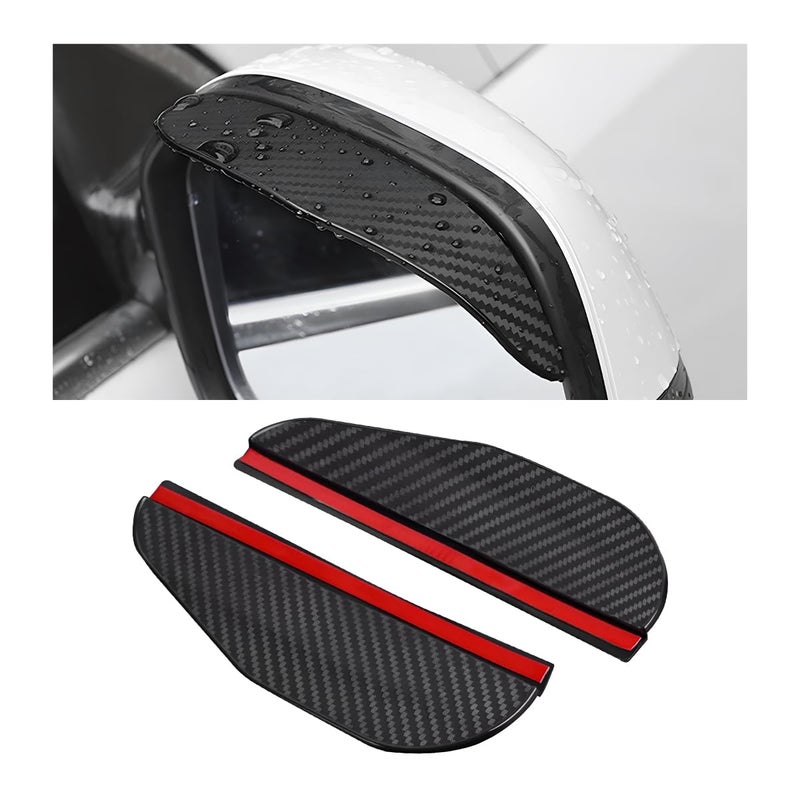 NYTKL 2 PCS Mirror Rain Visor Eyebrow Rainproof PVC Side Mirror Guards Visor Eyebrow Protector Auto Exterior Carbon Fiber Rearview Mirrors Rain Cover for Car Truck SUV Carbon Fiber - Image 3