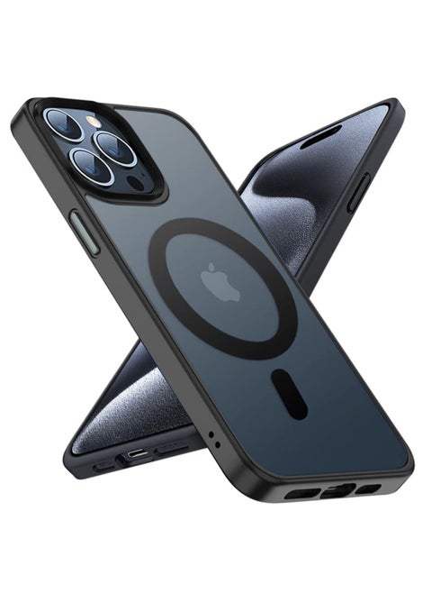 Translucent Magsafe Back Cover Case for Apple iPhone 15 Pro Max 2023 6.7 Inch - Mil-Grade Drop Protection, Slim Fit Design, Anti-Fingerprint and Anti-Yellowing – Matte Black