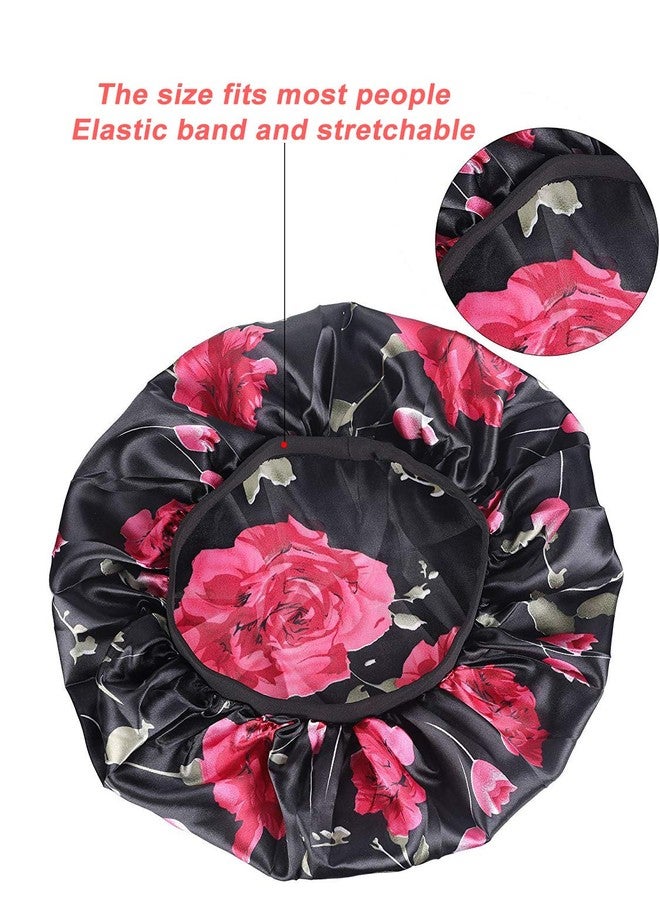 Onwon 3 PCS Satin Bonnets Night Sleep Caps Wide Band Salon Cap Soft Satin Sleeping Silk Night Sleep Hat Hair Loss Cap Sleeping Head Cover - Image 2