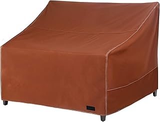 NettyPro Patio Loveseat Bench Cover 58 Inch, Waterproof 600D Heavy Duty Outdoor Furniture 2 Seater Sofa Cover, Brown - Image 1