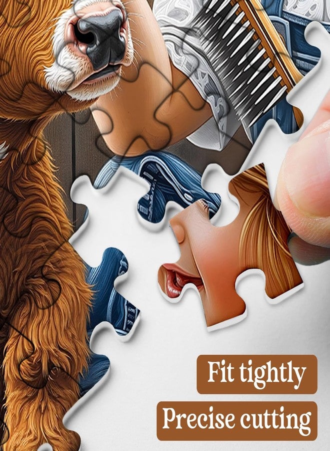 PPuzzling Animal Farm Puzzles for Adults 1000 Pieces, Cute Highland Cow Puppy Jigsaw Puzzles, Nature Country Farmyard Friendship Puzzle - Image 3