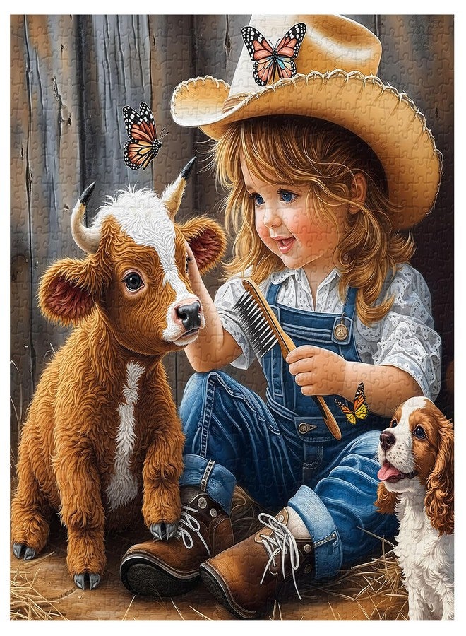 PPuzzling Animal Farm Puzzles for Adults 1000 Pieces, Cute Highland Cow Puppy Jigsaw Puzzles, Nature Country Farmyard Friendship Puzzle - Image 2
