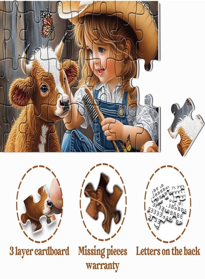 PPuzzling Animal Farm Puzzles for Adults 1000 Pieces, Cute Highland Cow Puppy Jigsaw Puzzles, Nature Country Farmyard Friendship Puzzle - Image 5