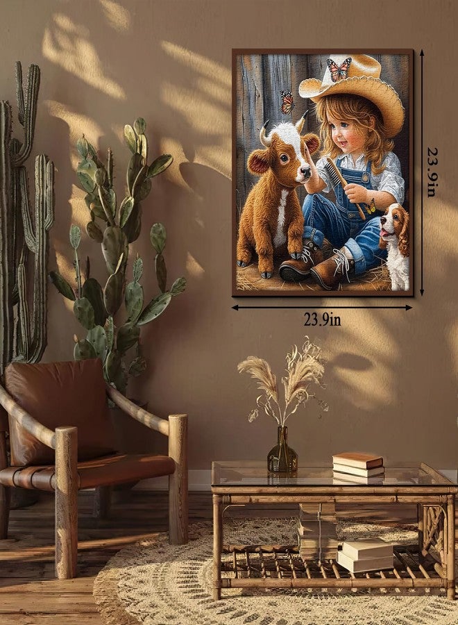 PPuzzling Animal Farm Puzzles for Adults 1000 Pieces, Cute Highland Cow Puppy Jigsaw Puzzles, Nature Country Farmyard Friendship Puzzle - Image 4