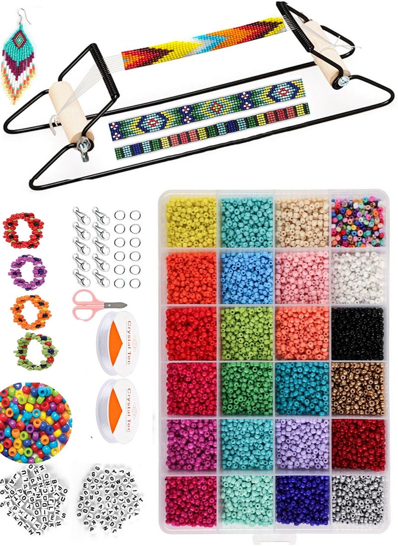 Mountain Gems - Frame Bead Loom Kit for Beaded Bracelets Earrings Belts Making Includes Seed Beads - Image 1