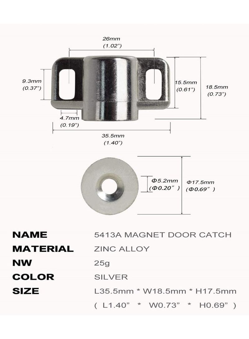 4 Pack Magnetic Cabinet Door Catch with Magnets for Cabinet Door Latch Closer, Cabinet Magnetic Catch for Kitchen Closet Door Closing Magnetic Door Catch Closer, Silver - Image 3