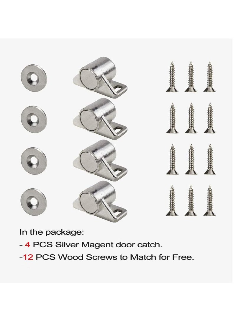 4 Pack Magnetic Cabinet Door Catch with Magnets for Cabinet Door Latch Closer, Cabinet Magnetic Catch for Kitchen Closet Door Closing Magnetic Door Catch Closer, Silver - Image 2