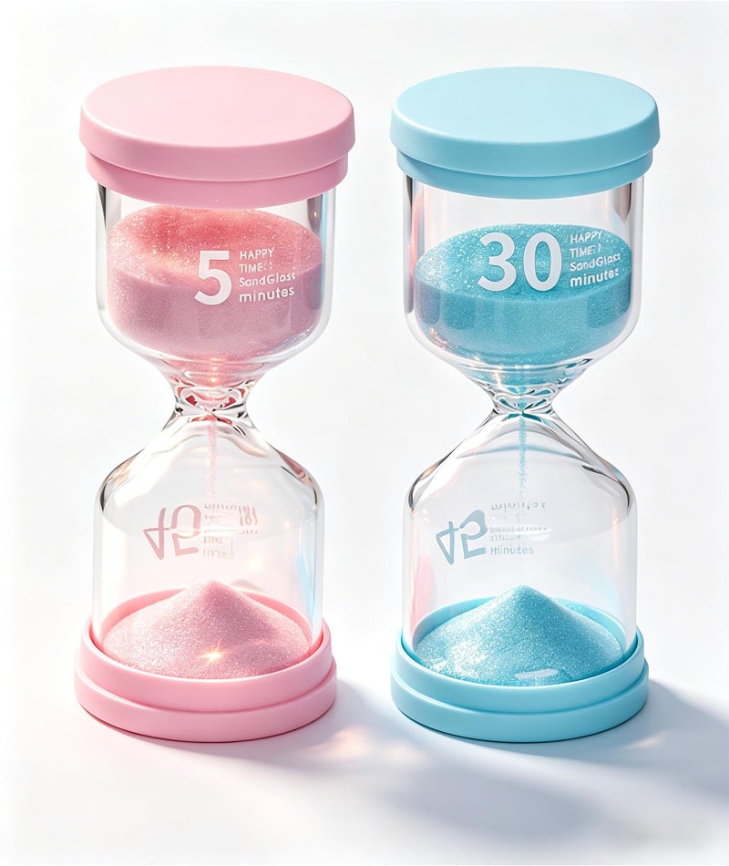 AGMITRAKA 2-Pcs Hourglass,30-Minute & 5-Minute,Sand Timer for Kids,Sand Clock,Sand Timer for Classroom, Cooking, Meditation, Office, and Travel, Durable Plastic Time Management Tool - Image 1