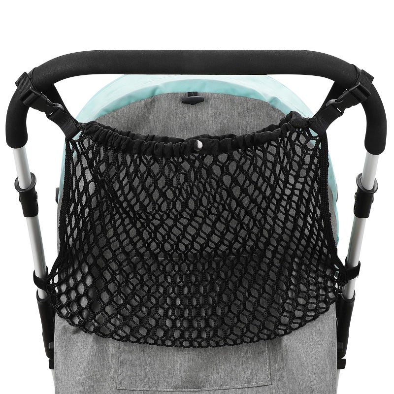 Accmor Universal Stroller Organizer, Polyester Net Mesh Bag Fits for Uppababy, Nuna, Britax, Doona Strollers, Non-Slip Adjustable Stroller Mesh Cargo Net Storage Caddy Accessories - Image 2