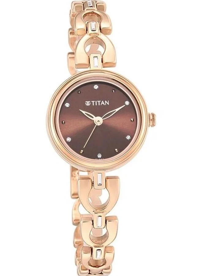 TITAN Women's Analog Display Watch With Rose Gold Metal Strap - 2601WM04