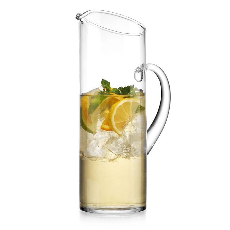 Glass Water Pitcher with Spout Elegant Serving Carafe for Water Juice Sangria Lemonade and Cocktails CrystalClear Glass Beverage Pitcher
