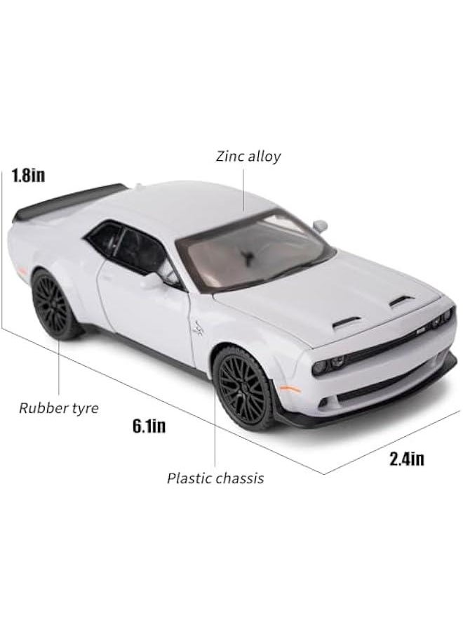1/32 Dodge Challenger Hellcat Model Car, Zinc Alloy Pull Back Toy car with Sound and Light for Kids Boy Girl Gift(Gray)  - Image 3