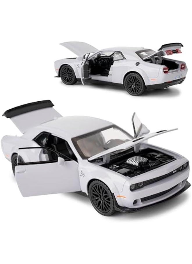 1/32 Dodge Challenger Hellcat Model Car, Zinc Alloy Pull Back Toy car with Sound and Light for Kids Boy Girl Gift(Gray)  - Image 4