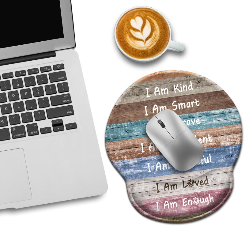 LIMKRIAN Inspirational Mouse Pad with Gel Wrist Rest, Ergonomic Comfort Non-Slip Mousepad for Pain Relief, Positive Quotes Office Decor & Desk Accessories for Teachers, Home, Computer, Gaming - Image 3