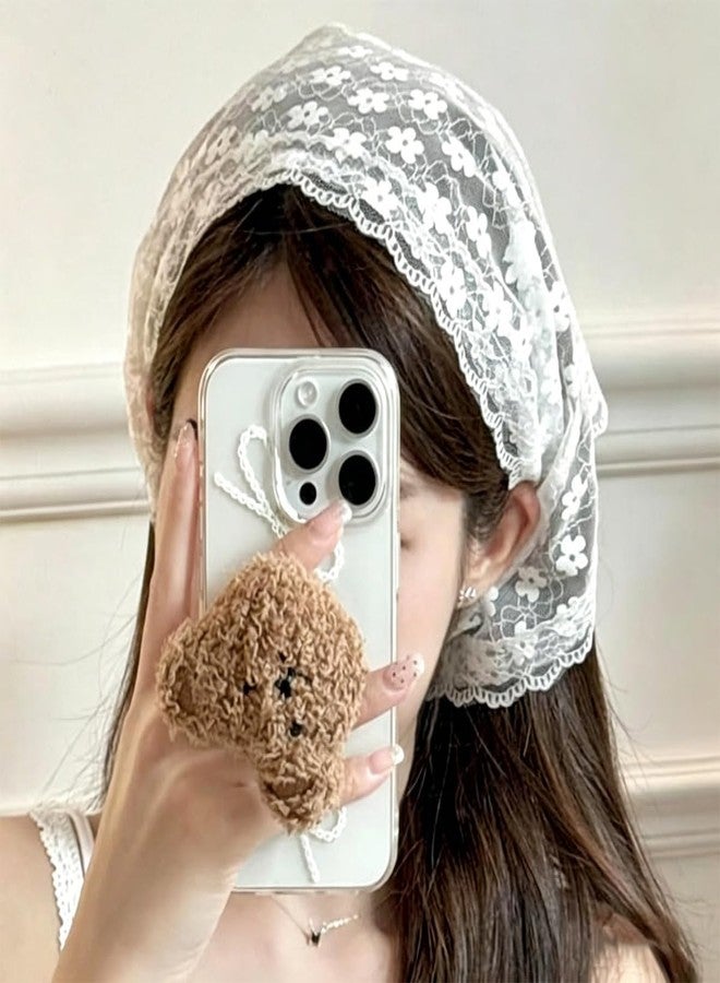 FFZDENA Hair Scarf for Women Bandanas for Women, Stylish Head Scarf for Women, White Floral Lace Bandana Scarf, Two Piece Set for Fashion Accessories, Daily Wear and Outdoor Activities - Image 4