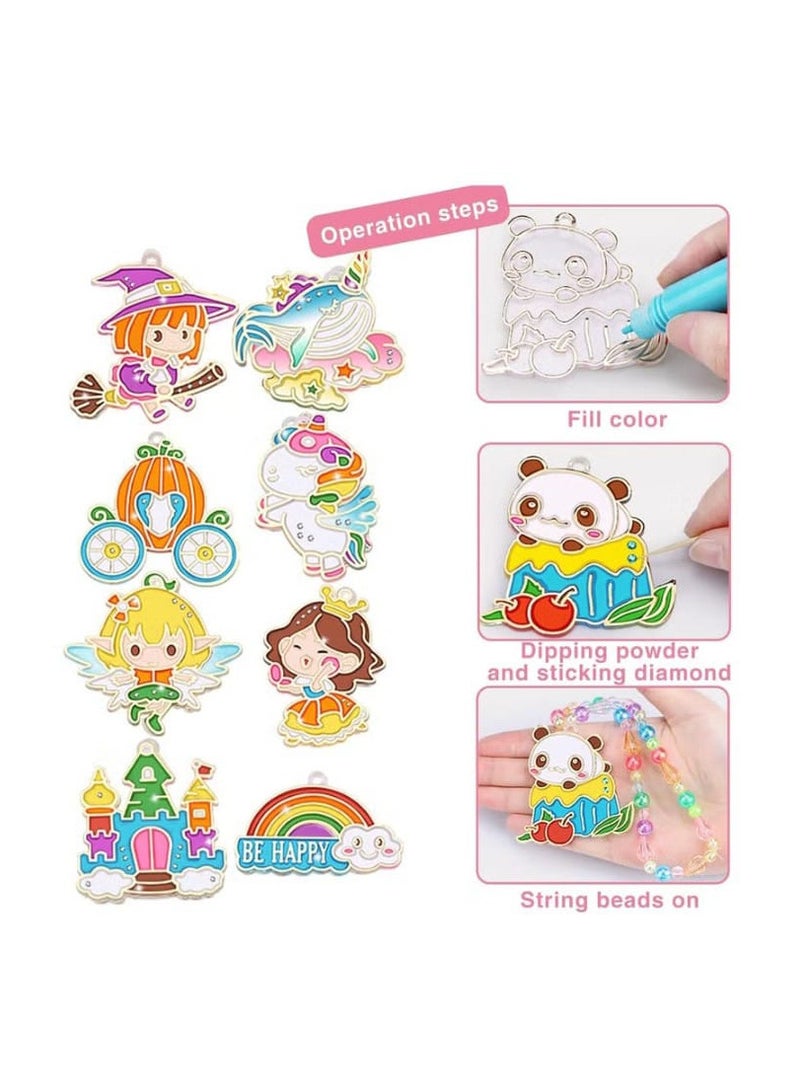 Kids Toys 16 Pieces Shape Painting Art Set for Kids 16 Pieces - 12 Colors, 10 Suction Cups, 10 Chains, 2 Beading Strings for Bracelets - DIY Window Art Kit - Image 4