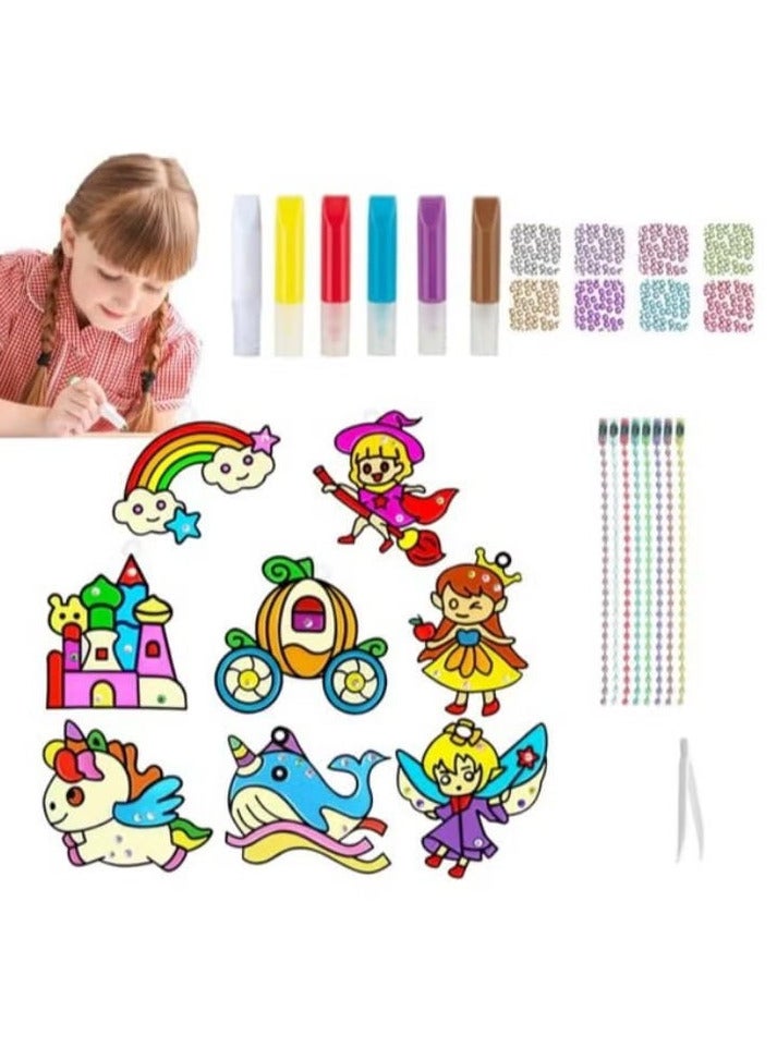 Kids Toys 16 Pieces Shape Painting Art Set for Kids 16 Pieces - 12 Colors, 10 Suction Cups, 10 Chains, 2 Beading Strings for Bracelets - DIY Window Art Kit - Image 3