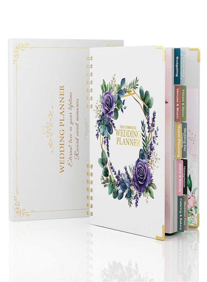 ABC life Wedding Planner Book and Organizer, 10 Sections Notebook Organizer for Bride, Engagement Gifts Binder Calendar with Colorful Stickers, Personalized Wedding Stuff, Flora Loop - Image 1