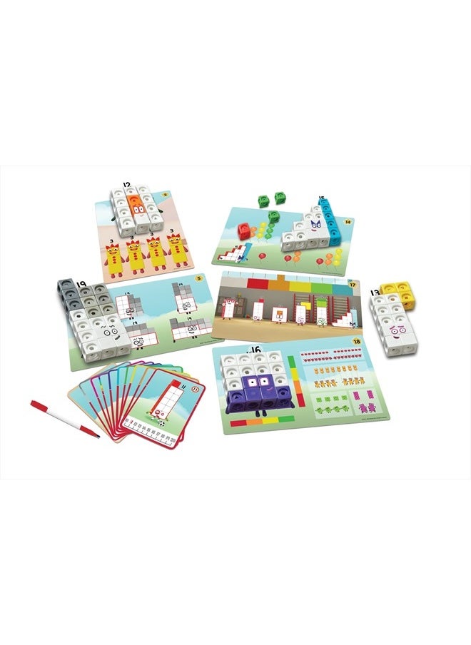 hand2mind - Numberblocks MathLink Cubes 11-20 Activity Set, 30 Numberblocks Activities Linked to TV Episodes, 155 NumberBlocks MathLink Cubes, Numberblocks Toys, Math Cubes, Homeschool Supplies - Image 1