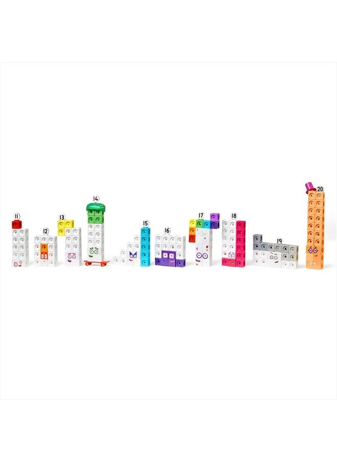 hand2mind - Numberblocks MathLink Cubes 11-20 Activity Set, 30 Numberblocks Activities Linked to TV Episodes, 155 NumberBlocks MathLink Cubes, Numberblocks Toys, Math Cubes, Homeschool Supplies - Image 1